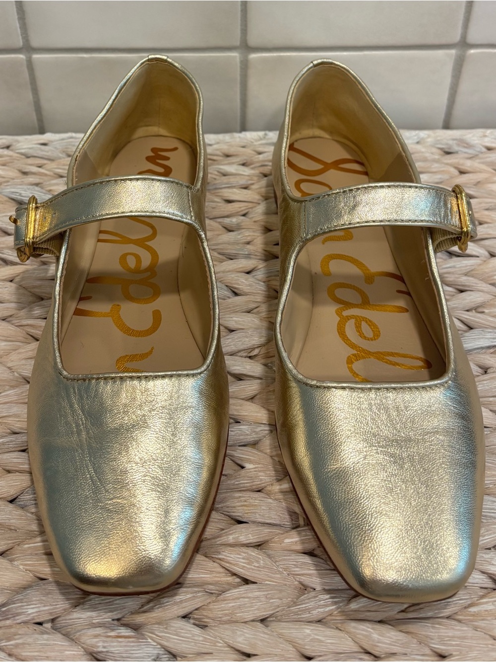 Sam Edelman Metallic Gold Mary-Jane Flats